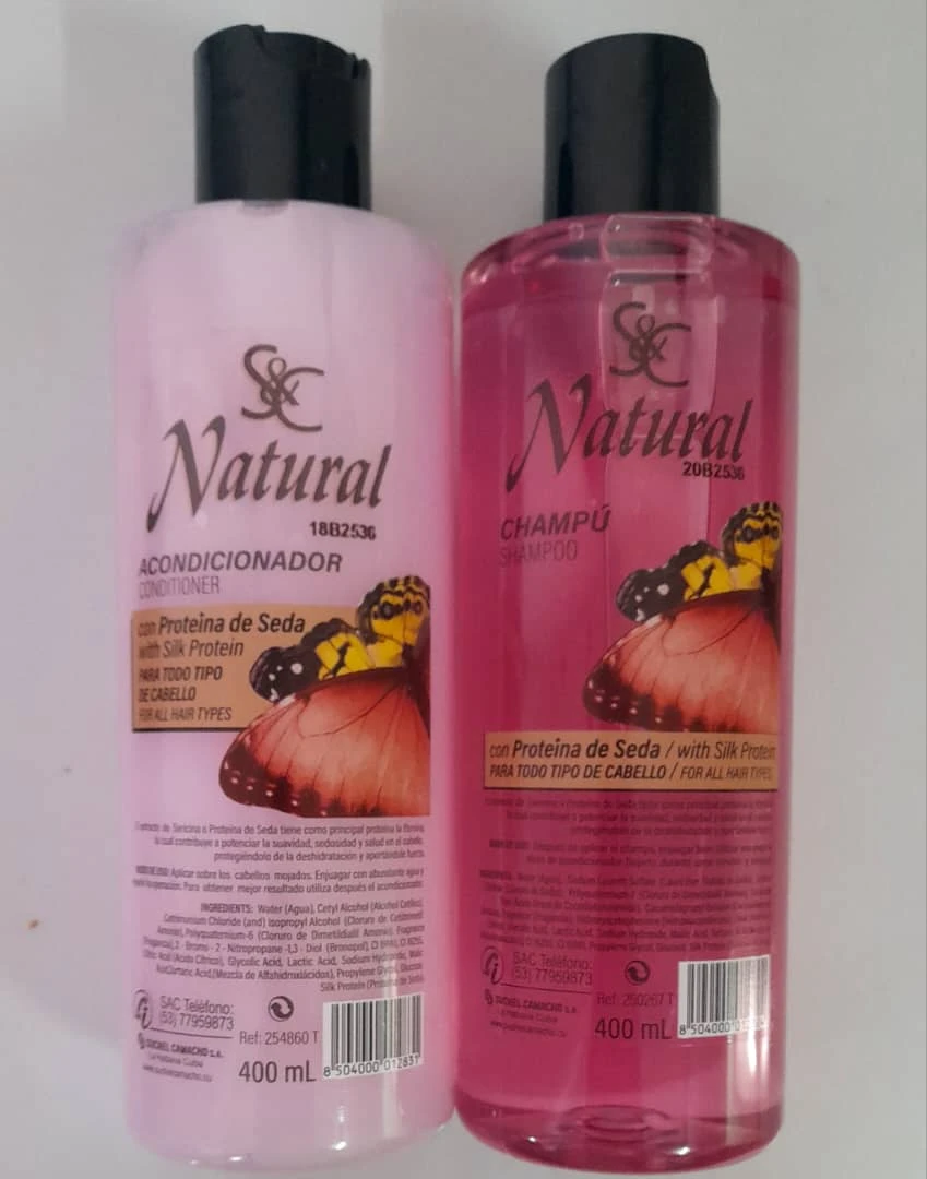 S&C Natural con Proteína de Seda-Champú & Acondicionador 400 mL's foto | Aseo & Perfumería Holguín |  BizneCubano